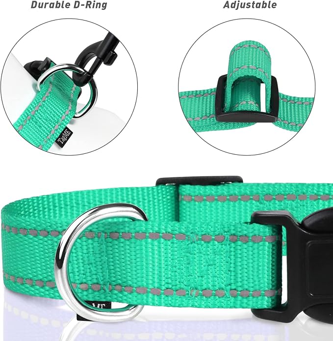 TagME Reflective Nylon Dog Collars, Adjustable Classic Pet Collar - Image 3