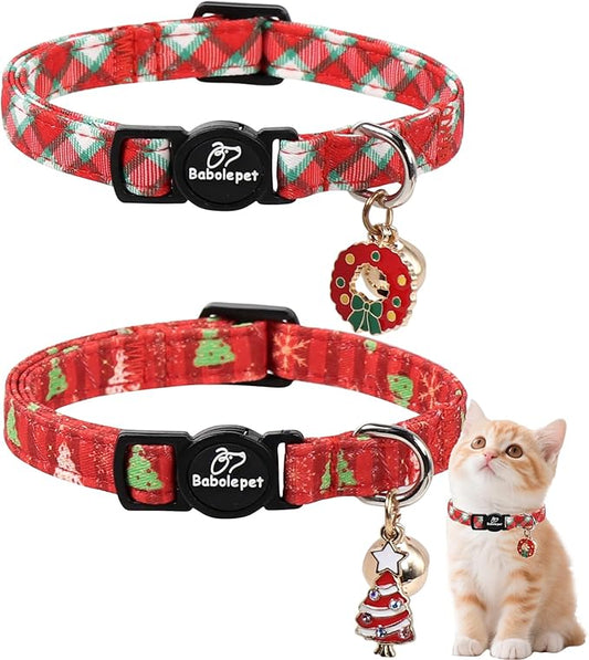 2 Pack Christmas Cat Collars by Babolepet