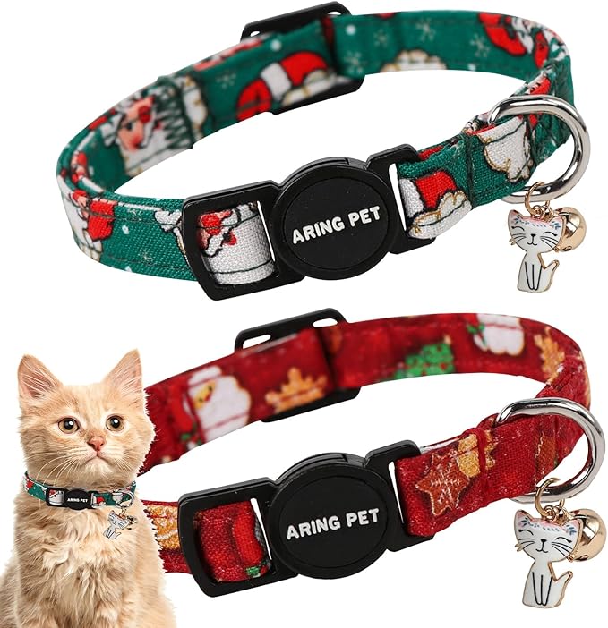 ARING PET 2 Pack Christmas Cat Collars-Cute Cat Collar Breakaway by ARINGPET