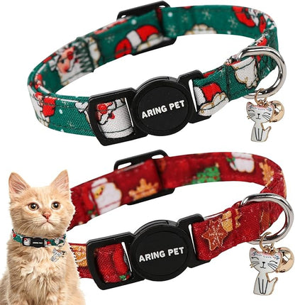 ARING PET 2 Pack Christmas Cat Collars-Cute Cat Collar Breakaway by ARINGPET