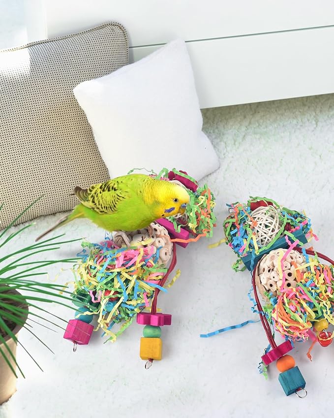 Bissap 2PCS Bird Parrot Foraging Shredder Hanging Toys Sola Balls Sepak Takraw - Image 5