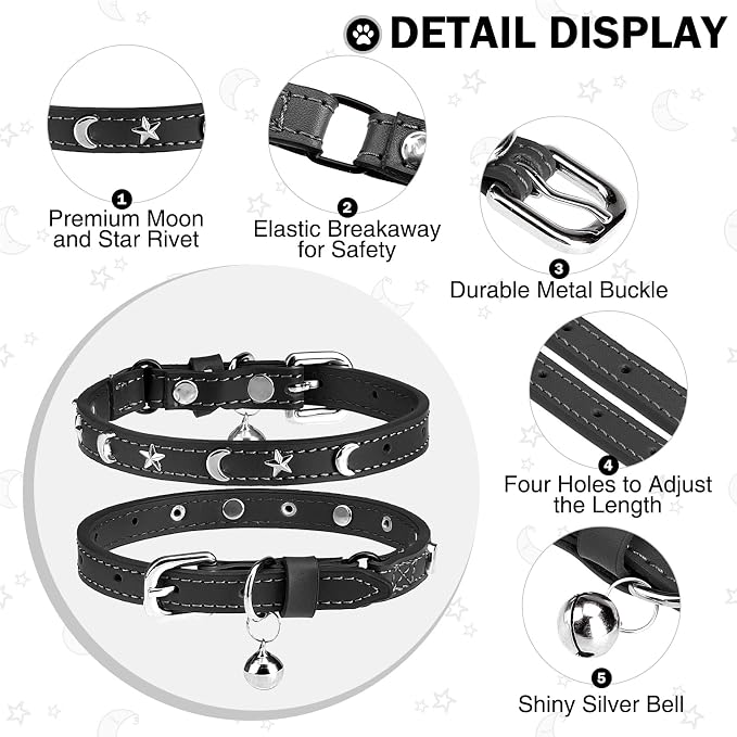 Leather Cat Collars for Boy Girl Cats - Image 2