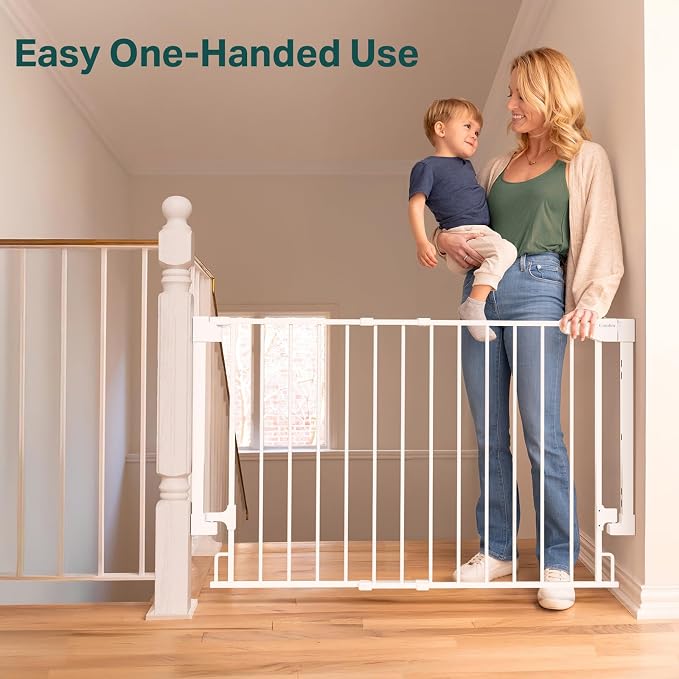 Cumbor 29.2–43" Baby Gate for Stairs, Wall-Mounted, Expandable No Bottom Bar - Image 8
