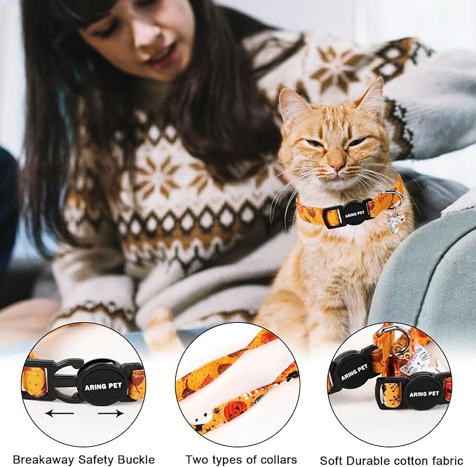 ARING PET 2 Pack Fall Cat Collars-Cute Breakaway Cat Collar - Image 2