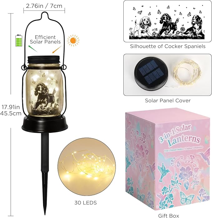 Cocker Spaniel Dog Gifts for Women/Men Cocker Spaniel Solar Lanterns Birthday - Image 7