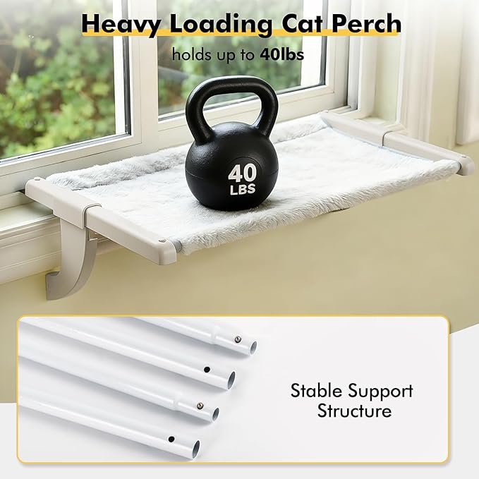 Window Sill Mount Cat Perch for Indoor Cats, One-Step Sliding Clamping Slot - Image 6