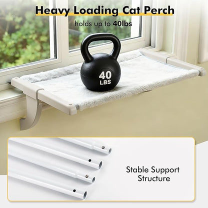 Window Sill Mount Cat Perch for Indoor Cats, One-Step Sliding Clamping Slot - Image 6