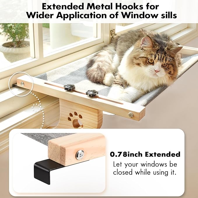 AMOSIJOY Cat Sill Window Perch Sturdy Cat Hammock Window Seat - Image 3