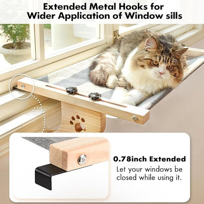 AMOSIJOY Cat Sill Window Perch Sturdy Cat Hammock Window Seat - Image 3
