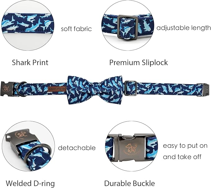 Elegant Little Tail Shark Print Adjustable Bowtie Collar - Image 2