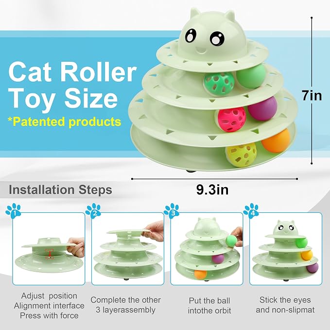 UPSKY 24 PCS Cat Toys, 3-Level Turntable Kitten Toys Set, Interactive Cat - Image 2