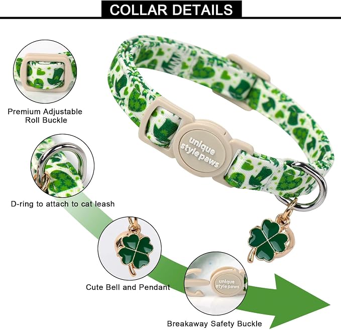 Unique style paws 2 Pack St. Patrick's Day Kitten Collar Breakaway - Image 2