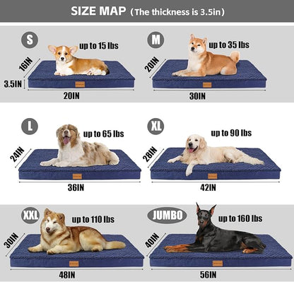 Patas Lague Orthopedic XL Dog Bed Large Sized Dog 48''X30'', Soft Waterproof - Image 5
