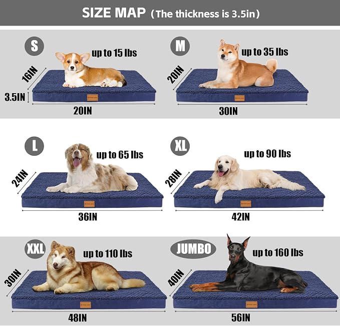 Patas Lague Orthopedic Dog Bed Large Sized Dog 36''X24'', Soft Waterproof Egg - Image 5