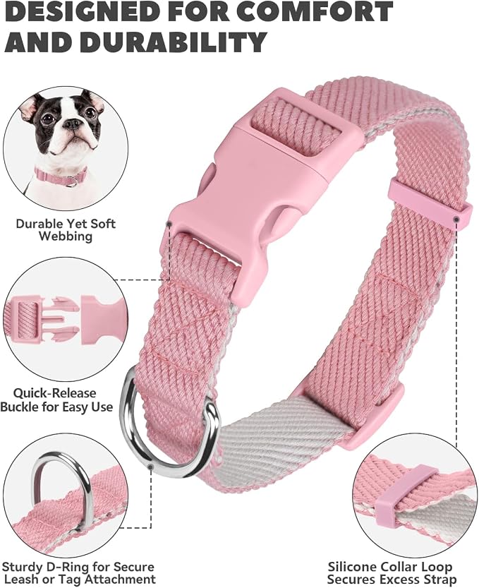 Dynmeow Soft and Breathable Cotton Dog Collar, Durable Adjustable Cute Female - Image 2