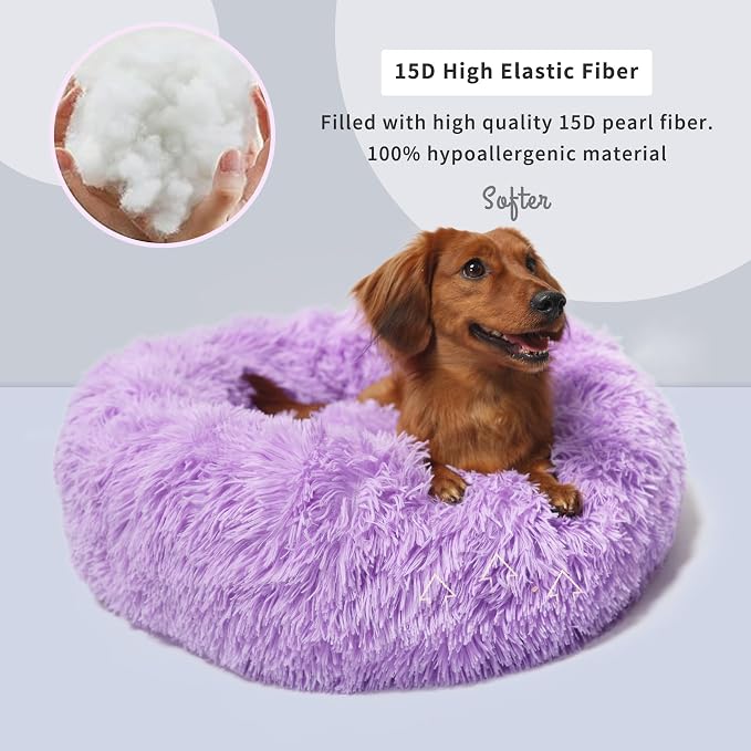 Calming Dog Bed for Medium Dogs Washable Donut 30 inches Anti-Slip Pet Bed - Image 5