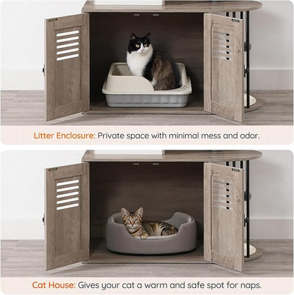 HOOBRO Cat Tree with Litter Box Enclosure, Arched All-in-One 31.5" Cat Tower - Image 8