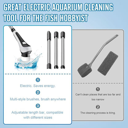 Electric Fish Tank Cleaner, Aquarium Spin Cleaning Brush, IPX8 Waterproof - Image 5