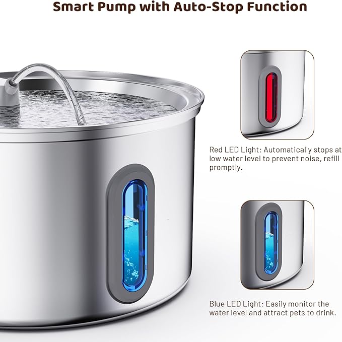 Cat Water Fountain Stainless Steel, 3.2L Cat Fountains - Image 4
