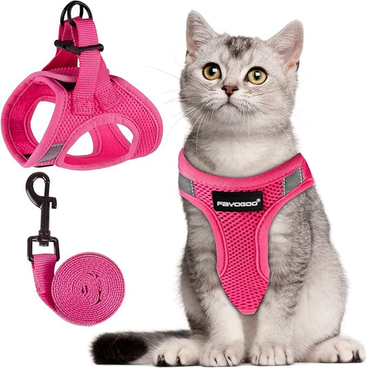 FAYOGOO Cat Harness and Leash Set | Upgrade Step-in Escape Proof Harness | by FAYOGOO