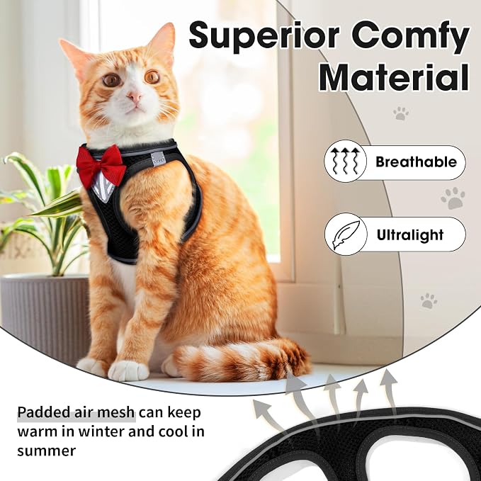 Cat Vest Harness and Leash Set for Walking Escape Proof, Adjustable Kitten - Image 3