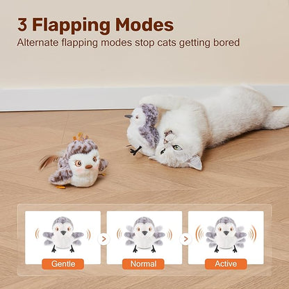 Potaroma Cat Toys 2 Pcs Flapping Sandpiper Pair-Mate, Lifelike Birds Chirp - Image 3
