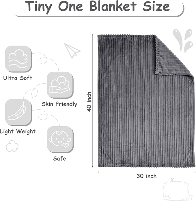 Soft Fleece Baby Blanket Ultra Cozy Grey Baby Blankets - Image 4