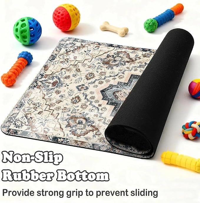 Dog Food Mat for Pet Cat Food Mat, Boho Absorbent Quick Dry Dog Bowl Mats for - Image 3