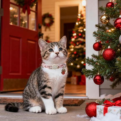 Christmas Cat Collar, Unique Style Paws Kitten Collars, Cute Pink Cats Collar - Image 6