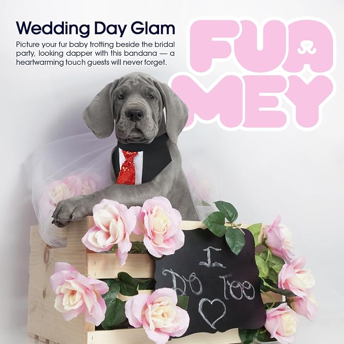 FUAMEY Dog Tie Bandanas, Formal Dogs Wedding Tuxedo Attire Puppy Collar - Image 6