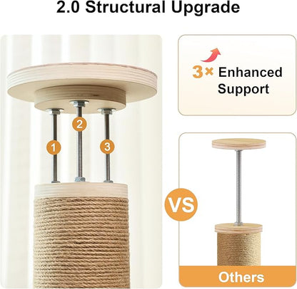 FUKUMARU Floor to Ceiling Cat Tree, 6 Level Adjustable Height Climbing Tower - Image 5