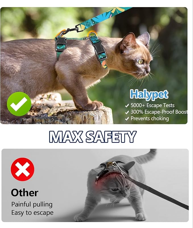 Halypet Cat Harness and Leash Set, Escape Proof Cat Harness, Soft Comfortable - Image 4