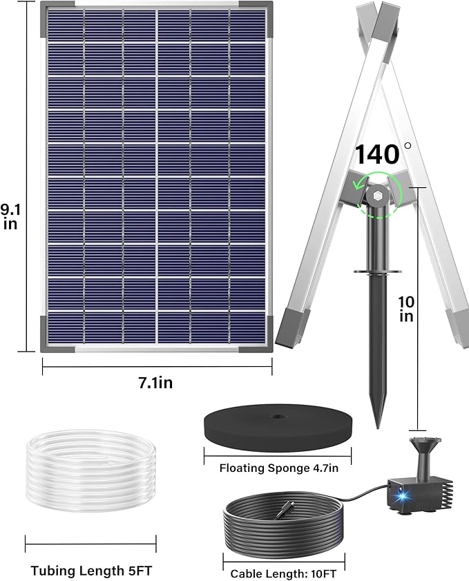 Biling Solar Water Pump for Bird Bath, 6.5W Solar Panel Kit Outdoor Solar - Image 5