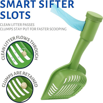 2-in-1 Pooper Scooper with Bag Attachment, Cat Litter Shovel Scoop with Bag - Image 3