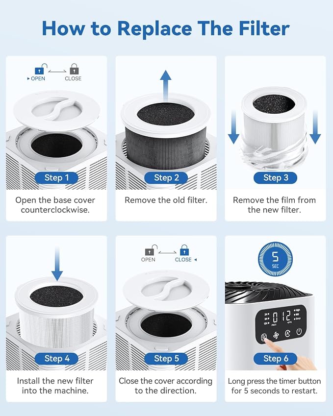 Air Purifiers for Home Large Room up to 1076 Sq Ft, H13 True HEPA Filter Air - Image 7
