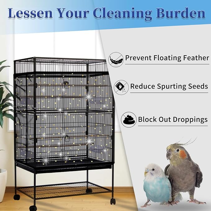 Daoeny Bird Cage Seed Catcher, Large Bird Cage Cover, Adjustable Soft Airy - Image 2
