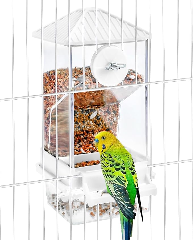 Hamiledyi Automatic Bird Feeder No Mess Bird Cage Feeder Seed Food Container by Hamiledyi