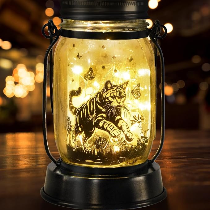 kyoryuger Cat Gift for Women Cat Gifts Solar Lantern, Cat Solar Lights Outdoor by kyoryuger