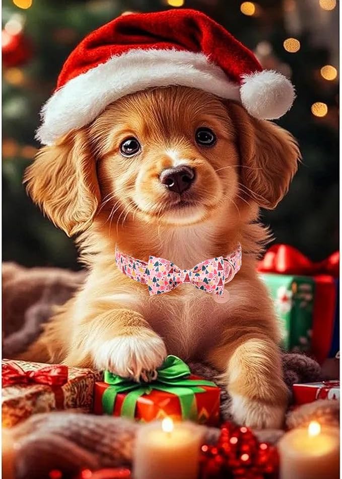 Christmas Dog Collar with Bow Tie, Adjustable Pet Collar with Cute Xmas Tree - Image 5