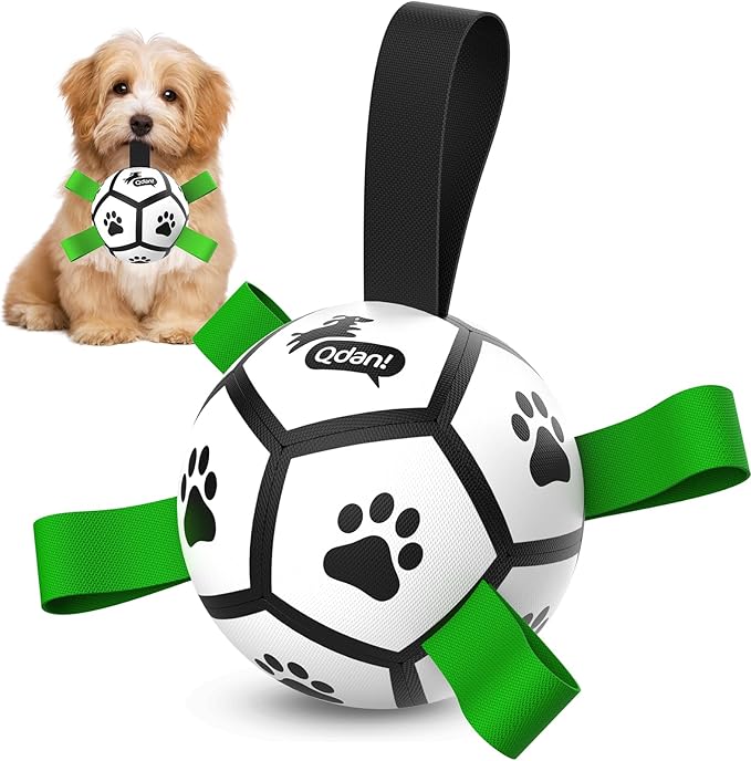 QDAN Dog Toys Soccer Ball with Straps, Interactive Toys by QDAN