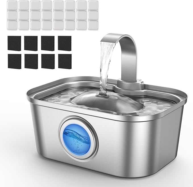 Bobo&Dragon Stainless Steel Cat Water Fountain 124oz/3.5L, Ultra Quiet by BoboDragon