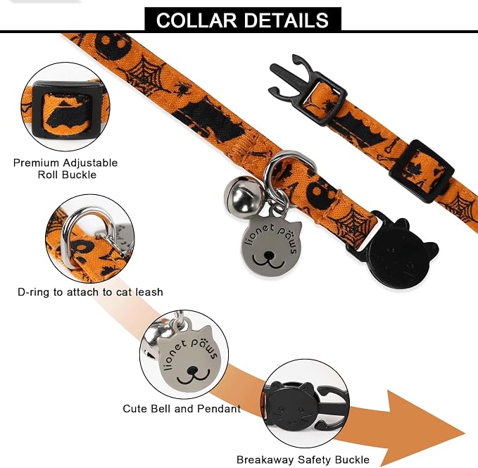 Lionet Paws 2pcs Pack Cotton Cat Collar, Breakaway Buckle - Image 3