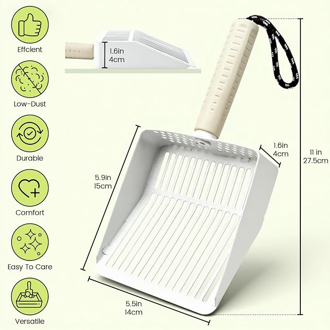 Metal Cat Litter Scooper with Holder, Stainless Steel Metal Litter Scoop - Image 2
