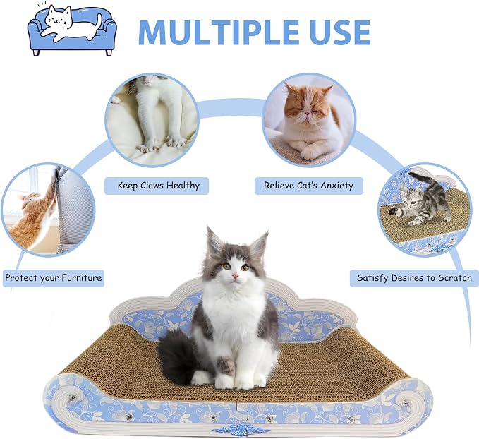 Luxury Cardboard Cat Scratcher Sofa Bed, Couch Shaped Cat Scratching Board - Image 4