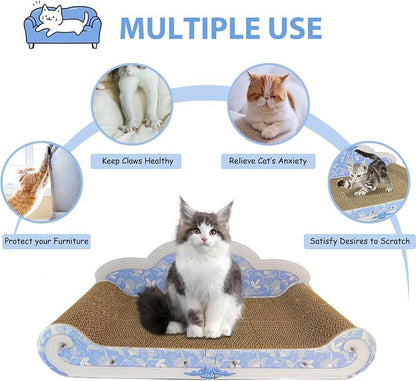 Luxury Cardboard Cat Scratcher Sofa Bed, Couch Shaped Cat Scratching Board - Image 4