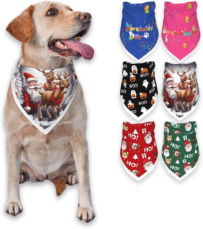 Christmas Dog Bandanas, Reflective Dog Bandana by PAPIAMENPET