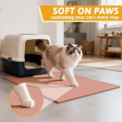 Pieviev Cat Litter Mat Double Layer Waterproof Urine Proof Trapping Mat 1 Pack) - Image 4
