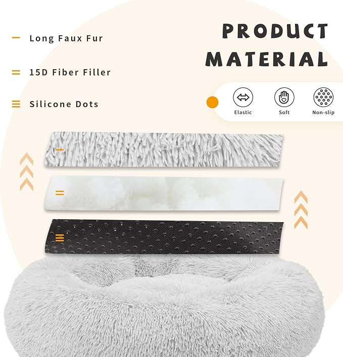 Calming Dog Bed for Medium Dogs Washable Donut 30 inches Anti-Slip Pet Bed - Image 2