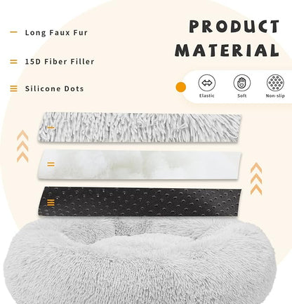 Calming Dog Bed for Medium Dogs Washable Donut 30 inches Anti-Slip Pet Bed - Image 2