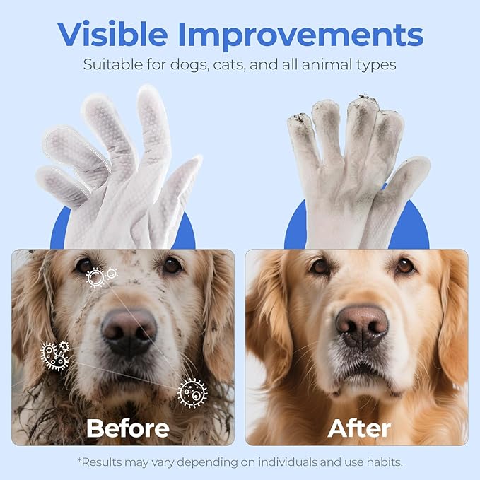 Pet Cleaning Glove Wipes for Dogs & Cats, Hypoallergenic Deodorizing Disposable - Image 5
